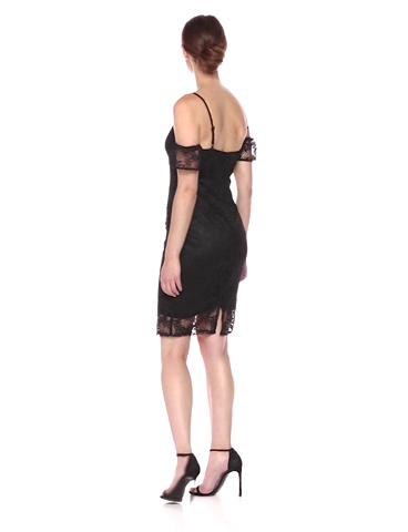 GUESS Women's Cold Shoulder Lace Midi Dress | Flirty & On-Trend Occasion Dress
