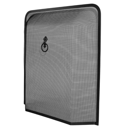 Funkenschutz für den Kamin, rechteckig, 62,2 x 53,3 x 8,9 cm, mit kunstvollen, schwarzen, filigranen Details