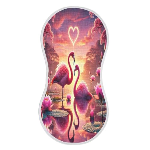 Flamingos Valentines Baby Burp Cloths Muslin Soft Burp Cloth Rags Cotton Burp Clothes Absorbent for Newborn Girl Unisex Boy 1 Pack 22x11 Inches