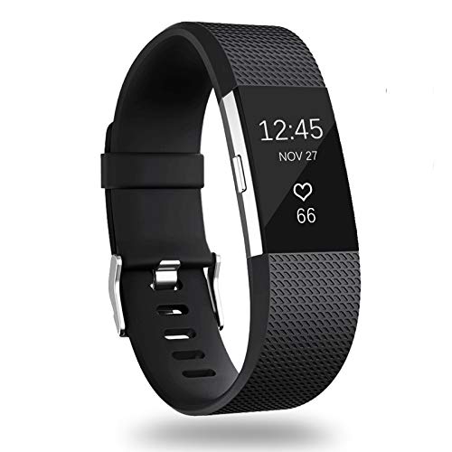 GEAK Bands for Fitbit Charge 2, Adjustable Sports Wrist Bands for Fitbit Charge 2, Large Classic Black