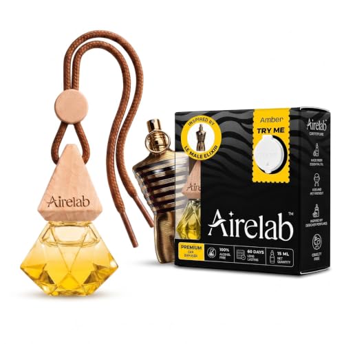Image of Car Air Freshener | 15ml Refillable Perfume Oil with Wooden Diffuser Hanging Pod | Fragrance Inspired by Le male elixir | Long Lasting Car Perfume | 60+ Days