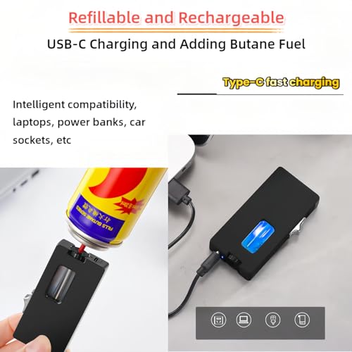 Encendedor recargable de butano con llama ancha y carga USB-C miniatura 6