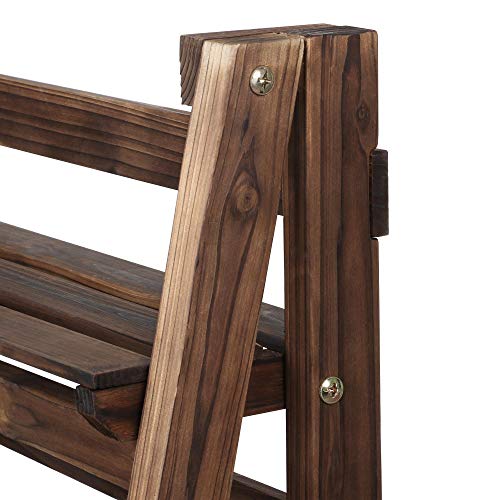 Topeakmart Wooden Ladder Shelf Plant Shelf, Multiple Tired Shelf Sturdy And Foldable Storage Shelf Solid Folding Wood For Garden/Balcony/Yard/Living Room Storage, No Assemble, Brown #TOP6