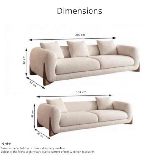 Image of Modern Sofa Chesterfield Design with Stylish Wooden Legs Boucle Fabric Light Gray Finish Sofa for Living Room, Bedroom, Hallways (3+2 Seater)