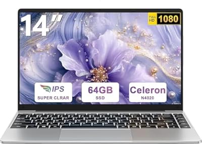 bvate - Ordenador portátil Win10 N4020 Up to 2.8Ghz 64GB Admite expansión SSD 1TB 14" Portátiles FHD BT4.2 5G WiFi BT4.2 Mini Puerto Multimedia con ratón inalambrico & Pegatinas Teclado Español-Plata-FXJ