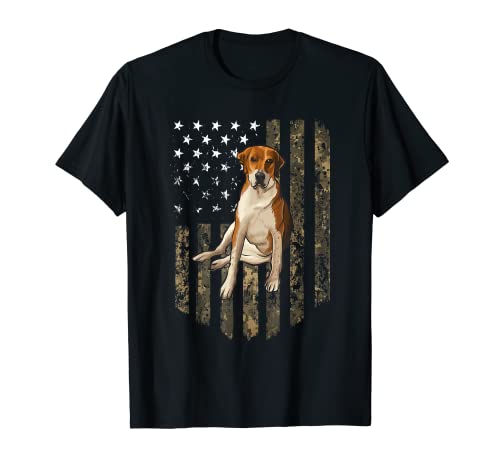 Camo American Flag English Foxhound 4th Of July USA T-Shirt