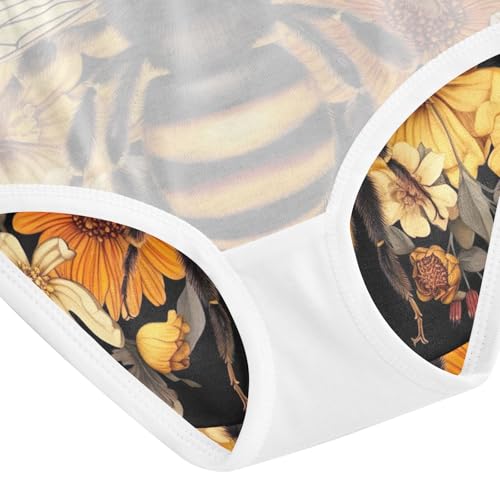 Kids Underwear, Bee Flowers Floral Toddler Panties, Cotton Underwear Girls, 2T–8 Years4