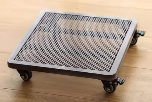 TrekTrack シャーシ スタンド 鉢受プレート 植木鉢の底板 金属材料 フラワー プランター 観葉植物 プランター用受皿 キャスター付き 可動 厚み 屋内 屋外 移動便利 360°回転のキャスター 四角 正方形 組立不要 高さ9cm 高い耐荷重 頑丈