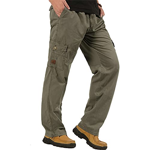Raroauf Men's Full Elastic Waist Casual Cargo Pants Relaxed Fit Lightweight Pull On Work Pant2