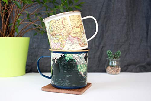 Taza esmaltada con diseño de mapa multicolor miniatura 4