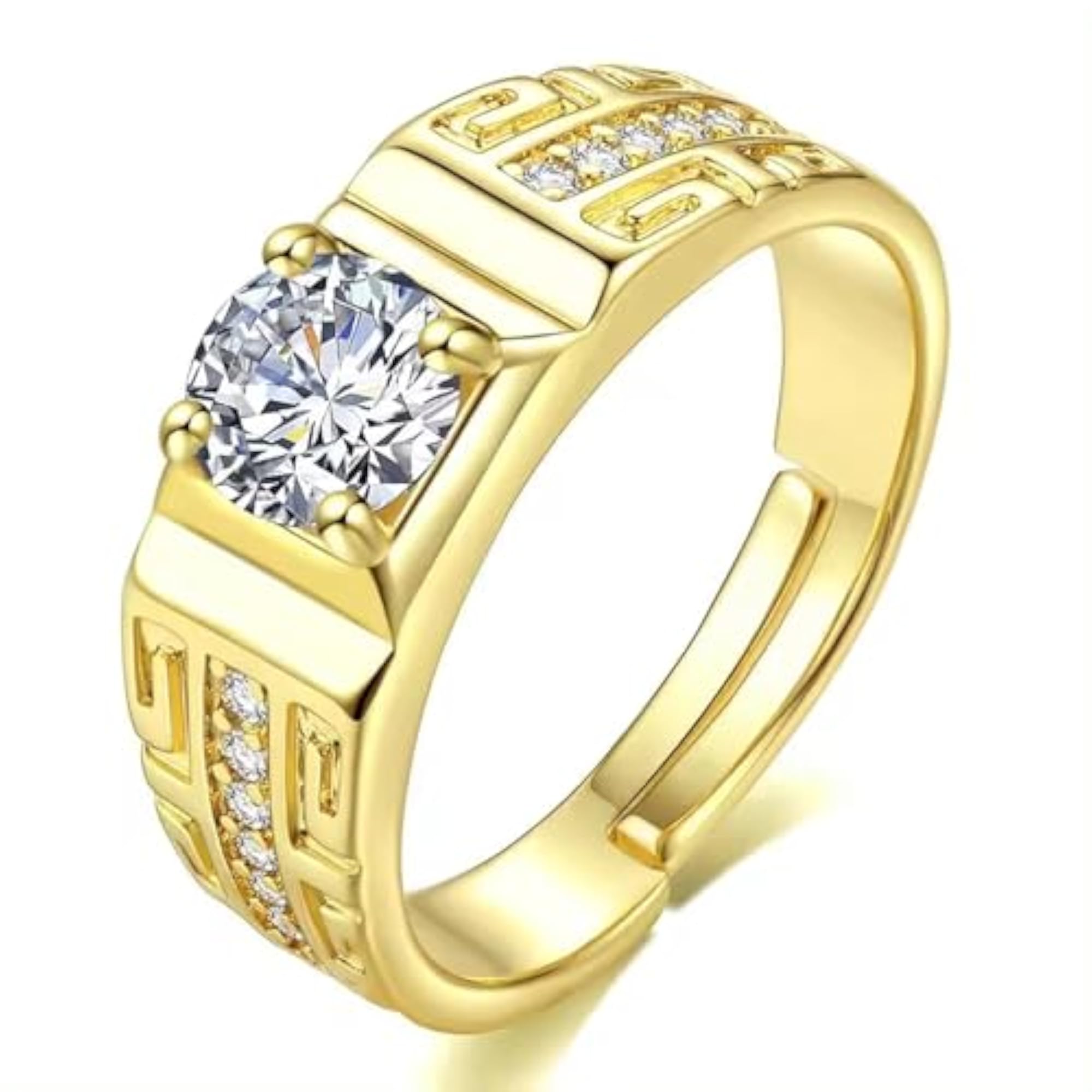 Exclusive American Diamond Solitaire Adjustable Ring for Men