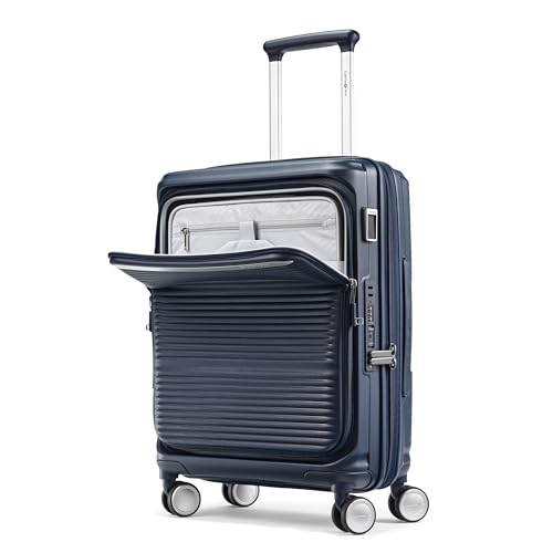 Image of Samsonite Paralux Carry-On Luggage - Innovative Design - Quick Access Front Pocket - Dual Suspension Wheel Technology - TSA Lock - Expandable - Includes Removable Packing Cubes - Midnight Navy