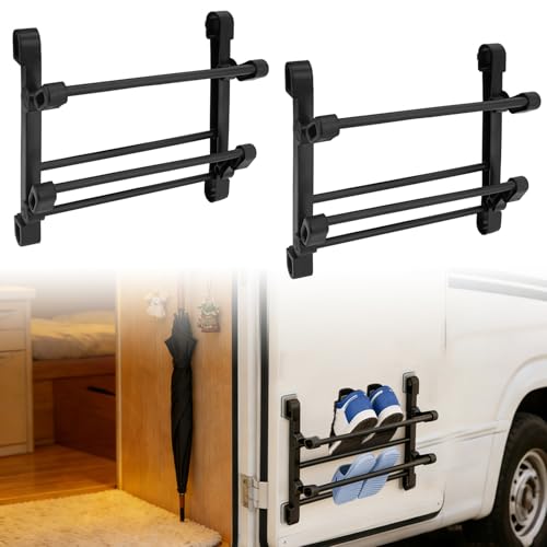 YIBEICO 2pcs Foldable RV Shoe Rack Non-Drilling Wall Mounted Shoe Rack Space Saver Hanging Shoe Organizer for Various Shoes in Camping RV Travel