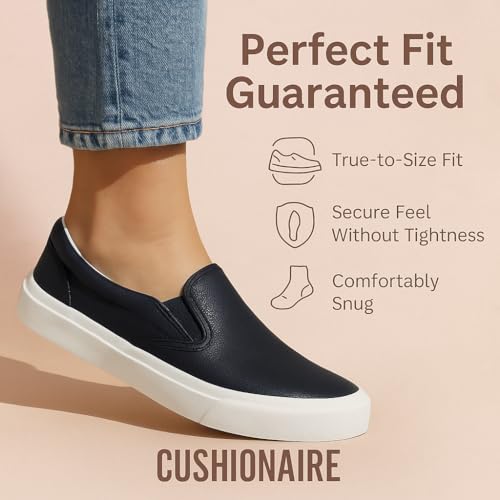 CUSHIONAIRE Ferris Fashion Slip On Sneakers for Women – Laceless Everyday Casual Womens Shoes with Cushioned Insole and Flexible Sole for Effortless Comfort and Style3