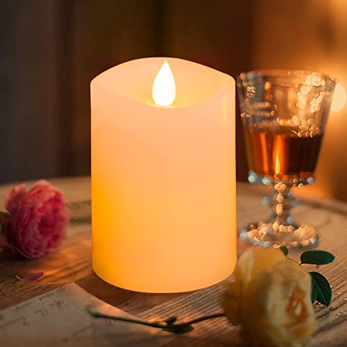 Image of 3x4 Flameless Candles Set of 1, 2AA Battery Life 600 Hours Battery Candles Flickering with Timer, 4 inch Flameless Candles with Remote for Indoor /Outdoor, Ivory