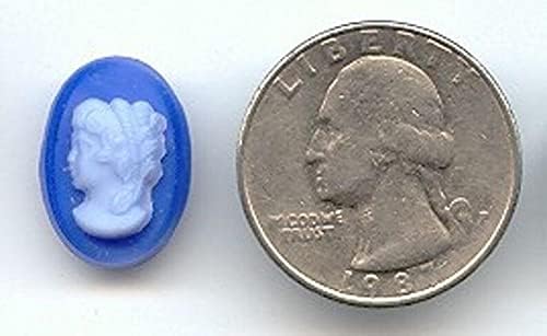 3 Vintage Cristal Zafiro Claro Zafiro 0.709x0.512 in Cameos Oval Lady Head S7