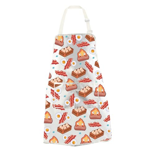 JTOUK Calcifer Kitchen Apron Japanese Anime Inspired Gift Calcifer Lover Gift Anime Calcifer Gift (Calcifer Apron EU)
