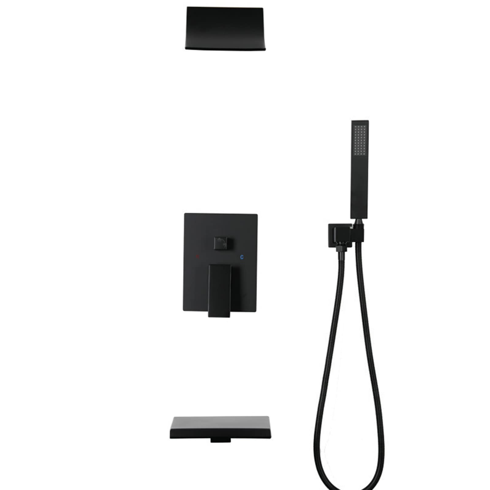 Système noire mate pour rénovation de douche, robinet mural encastré - 8