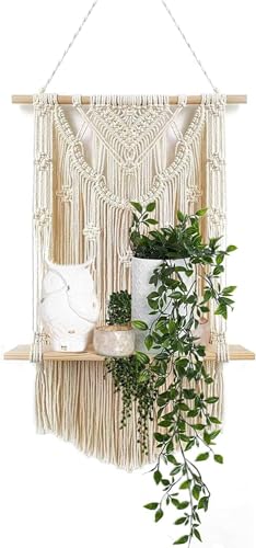 Étagère murale en macramé pour ranger petits objets