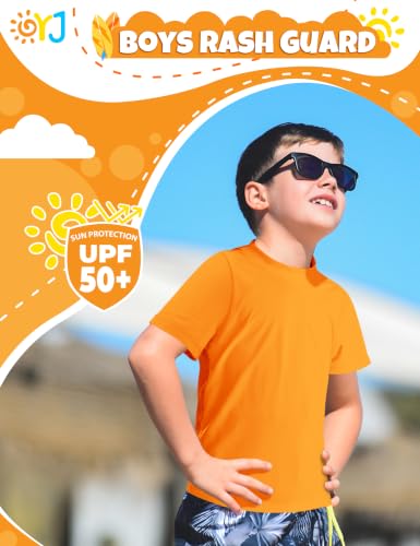 Image of Boys Rash Guard Short Sleeve Swim Shirt UPF+ 50 Rashguard for Toddler Teens Water Sun Shirts Swim Wear Quick Dry