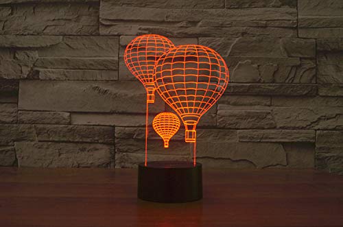 Lámpara de mesa ilusión 3D globo aerostático LED remoto miniatura 4