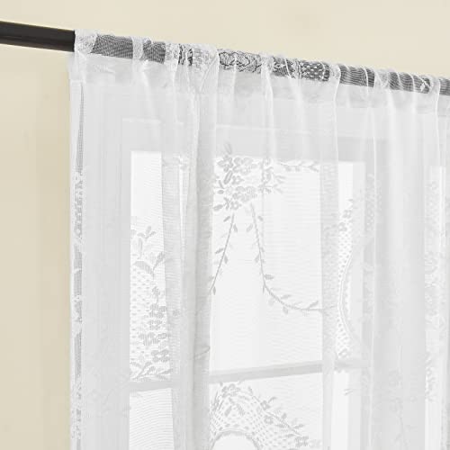 ele ELEOPTION Roman Tie-up Blind Curtain Sheer Lace Window Voile Tier Curtain for Bedroom Living Room, Kitchen - Image 3
