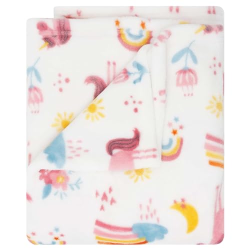 Image of Flannel Toddler Blanket - 50 inchx40 inch Soft Kids Throw for Boys & Girls - Perfect for Naptime, Travel & Bedding (Unicorn)