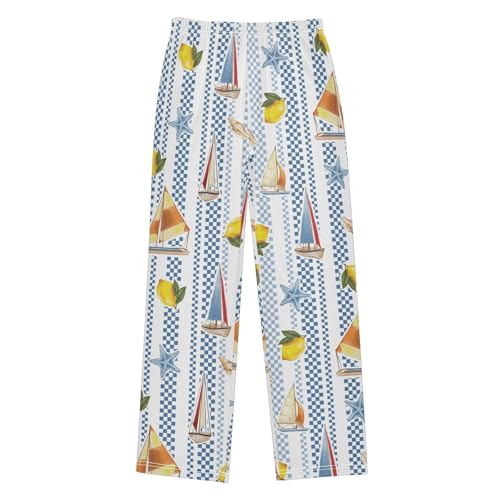 Boys' Pants Lemon Sail Boat Sea Star Long Bottoms Jogger Pants Elastic Waist Trousers with Pockets S-XL