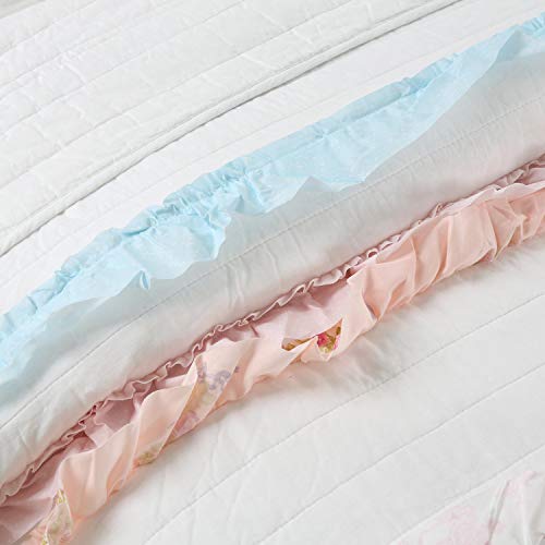 image for Cozy Line Home Fashions Emma Light Pink Blue Coral Girly Romantic Lace