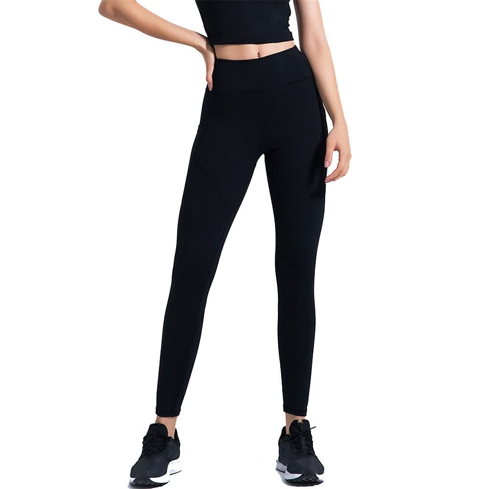fitness legginsy damskie, Damskie Legginsy Legginsy Legginsy z kieszeniami, Skinny Spodnie jogi Wysokiej talii Tummy Control Power Flex Trening Spodnie Siłownia Rajstopy rozciągliwe sportowe legginsy
