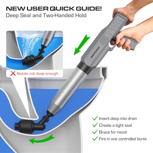 Image of ‌Electric Toilet Plunger for Bathroom, High-Pressure Air Plunger, Heavy-Duty Clog Remover for Toilets, Toilet Drain Unclogger (Dark Gray)