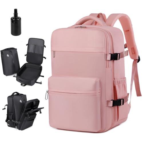 NUXMAW Easy Vac Pack Rucksack, 60L Airpack mit Pumpe, wasserdichte Kompressionstasche, erweiterbarer Raumsauger für Reisen, Business, Wandern, Pink, With air pump, Modern