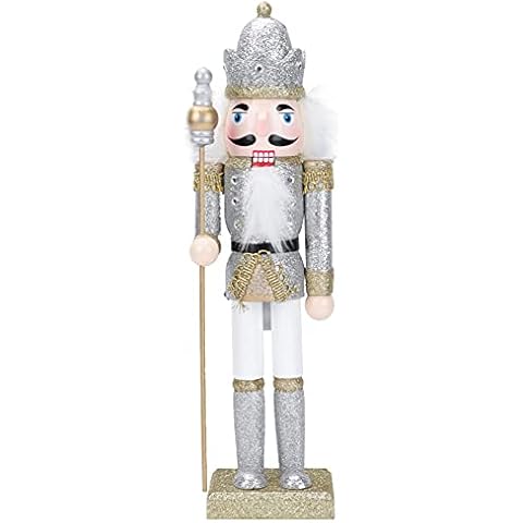 PRETYZOOM 1Pc Christmas Nutcracker Ornaments Wooden Nutcracker Soldier Figure Decor Christmas Decorations Doll Ornament for Festival Party Outdoor Xmas (Silver) Cover