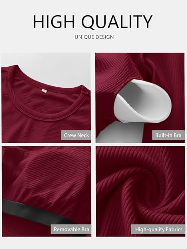 Image of ANRABESS Women Long Sleeve Shirts Rib Knit Slim Fit Tops Basic Tee 2025 Fall Outfits Casual T-Shirt Underscrubs Layer Clothes