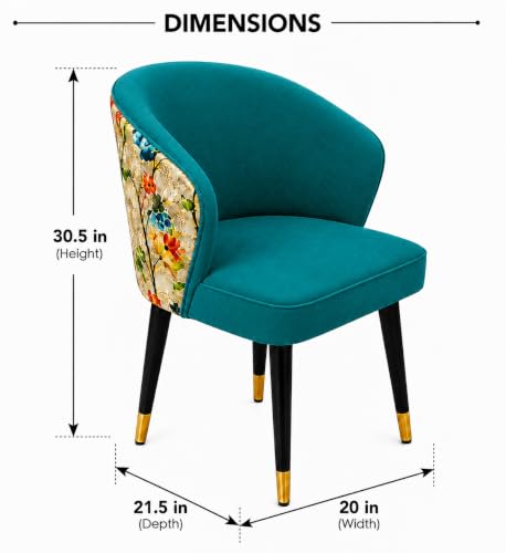 Image of WOODEN SPACE 4 Seater Wooden Dining Table Set | Urban Marble Top Dining Table with Chairs for Dining Room & Kitchen (Modern Classic Printed Sea Blue) (42 x 42 x 30 inch)