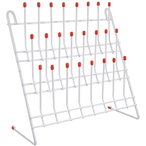 HOMOCONO Drip Rack Small Test Tube Holder Rack Washer Drying Rack Pegs Glassware Drying Rack for Laboratory Wall Mounted Dish Drying Hung Heated Nut Bar Boiling Bag Drying Rack White Metal