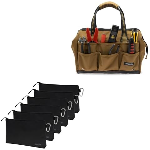 COREFLEX 6pack Black Tool pouch bags plus 14inch wide mouth tool bag Cover
