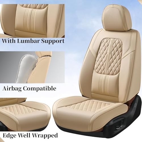 Image of Coverado Car Seat Covers, Car Seat Covers Front Seats, 2-Pack Front Seat Cover, Nappa Leather Waterproof Seat Covers, Car Seat Protectors, Automotive Seat Covers Universal Fit for Most Vehicles