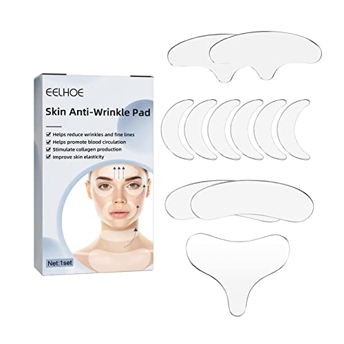 Coussinets anti-rides en silicone, Layhou 11 pièces Patchs Réutilisables anti rides pour Front, Yeux, Joues, Cou et Poitrine, Lifting Shaping Cover