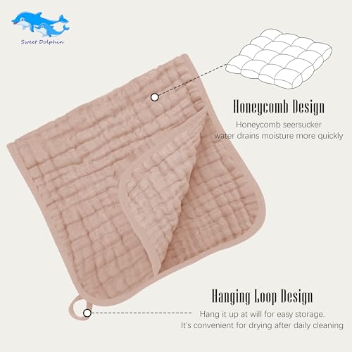 Image of SWEET DOLPHIN 12 Pack Muslin Burp Cloths Large 100% Cotton Burping Clothes for Baby Drool - Absorbent and Soft Boys & Girls Milk Spit Up Rags for Newborn Essentials Registry - Muted Terracotta