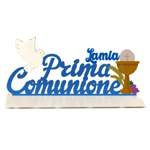 Centrotavola Comunione bimba 3D, Decorazioni Prima Comunione Bambini Blu Centrotavolo,