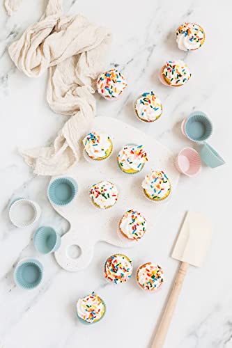 The Silicone Kitchen Reusable Silicone Baking Cups Silicone Muffin Liners For Cupcakes - Bpa Free (24 Pack, Mini, Pink Gray Blue) #TOP2