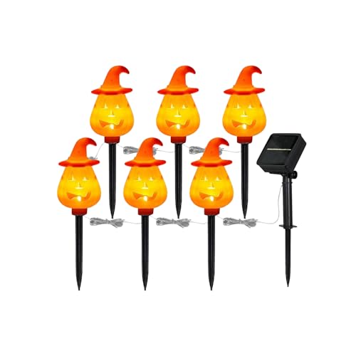 Luces De Calabaza De Halloween con Estaca - Estaca Decorativa Jardín Impermeable Halloween - Naranja Ajustables para Insertar En Tierra Decoración De Jardín para Exterior Jardín Césped Porche