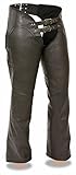 Milwaukee Leather Chaps for Women Black Low-Rise Waist- Front Double Buckle Rivet Detailing Motorcycle Chap- ML1186 - X-Large