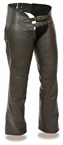Milwaukee Women's Low Rise Double Buckle Leather Chaps (Black, 5X-Large)