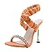 Escarpins Femme Talon Haut Shoes Sandal Slipper Boot Simple Beau été Respirant Tête Carrée de la ChaîNe Sweet High Stiletto(Orange,38)