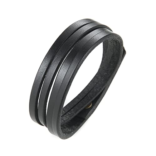 HZMAN 8.0 Inch Mens Handmade Leather Cuff Bracelet Steampunk Style leather wrap Wristband for Women Genuine Leather Bracelet, 8.0 Inch, Alloy, not