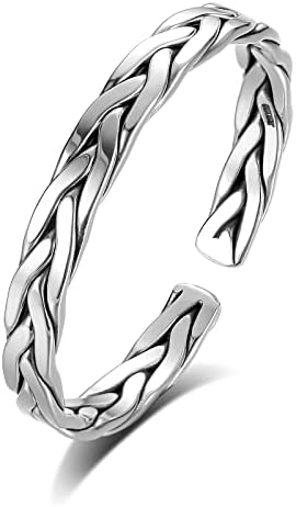 haiiah Sterling Silver Unisex Cuff Bracelet, Simple Dainty Twisted Braided Cuff Unisex Bangle Bracelet (1.40)