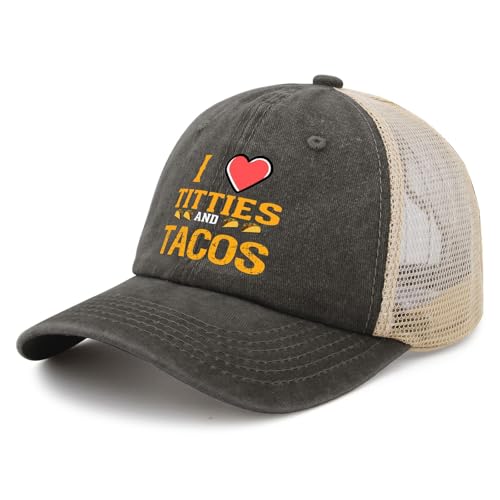 I Love Titties and Tacos Cool Hats for Men Vintage Summer Trucker Caps