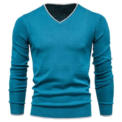 Winter Men's Pullover Sweater V-Neck Solid Color Slim Sweater Cotton Warm Casual Sweater2
